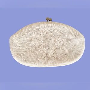 Vintage 60’s small white beaded clutch purse